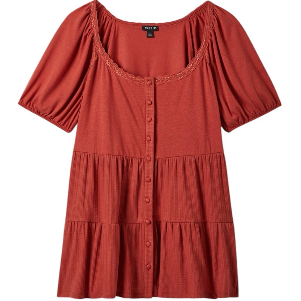 Torrid Rust Button-Front Top (Size Large) Nwot - image 1
